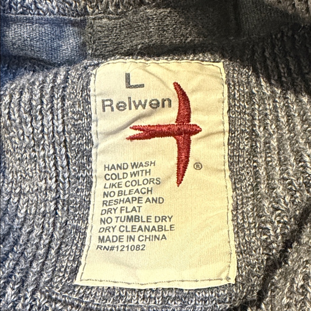 Relwen Grey Knit Sweater with Red Logo